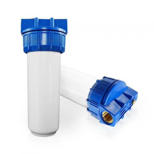 RF Standard Wasserfilter Filtergeh&auml;use 10 Zoll,&nbsp; mit 3/4 Zoll MS-Innengewinde, blau/weiss