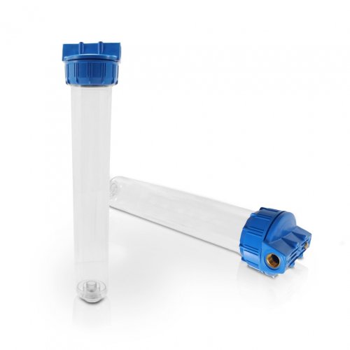 RF Standard Wasserfilter Filtergeh&auml;use 20 Zoll,&nbsp; mit 1/2 Zoll MS-Innengewinde, blau/transparent